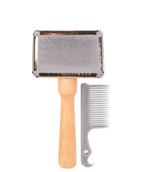 TRIXIE SOFT SLICKER BRUSH  WITH CLEANER
